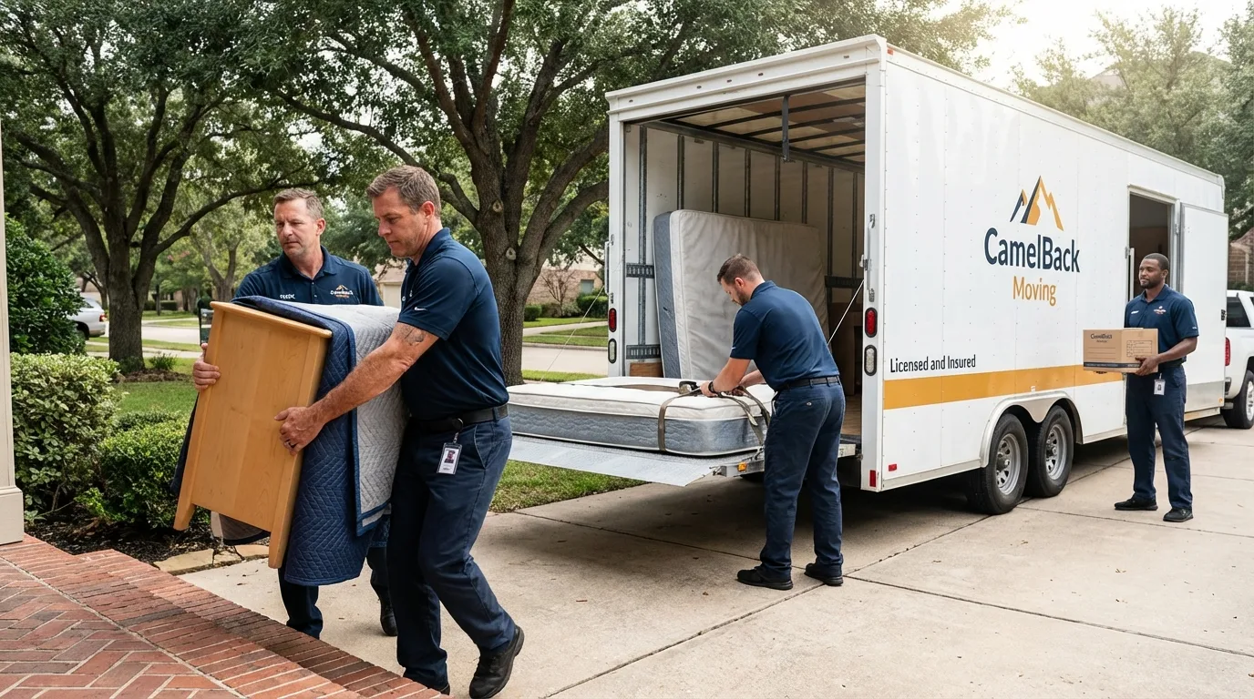 Crew loading residential truck for cross-state move from Kenly, NC