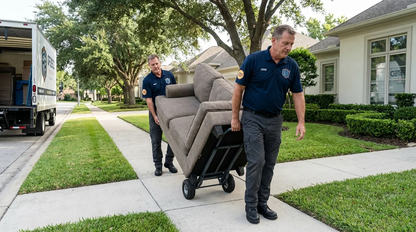 Local residential moving crew loading furniture in Kenly, NC